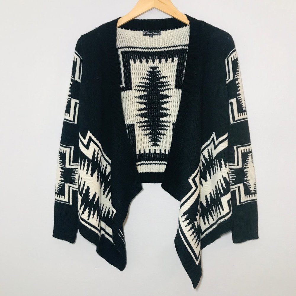 DOWNTOWN COALITION Asymmetric Cardigan Boho Southwestern Open Front Knit Sz S/M